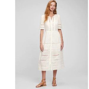 GAP Lace Button-Front Midi Dress